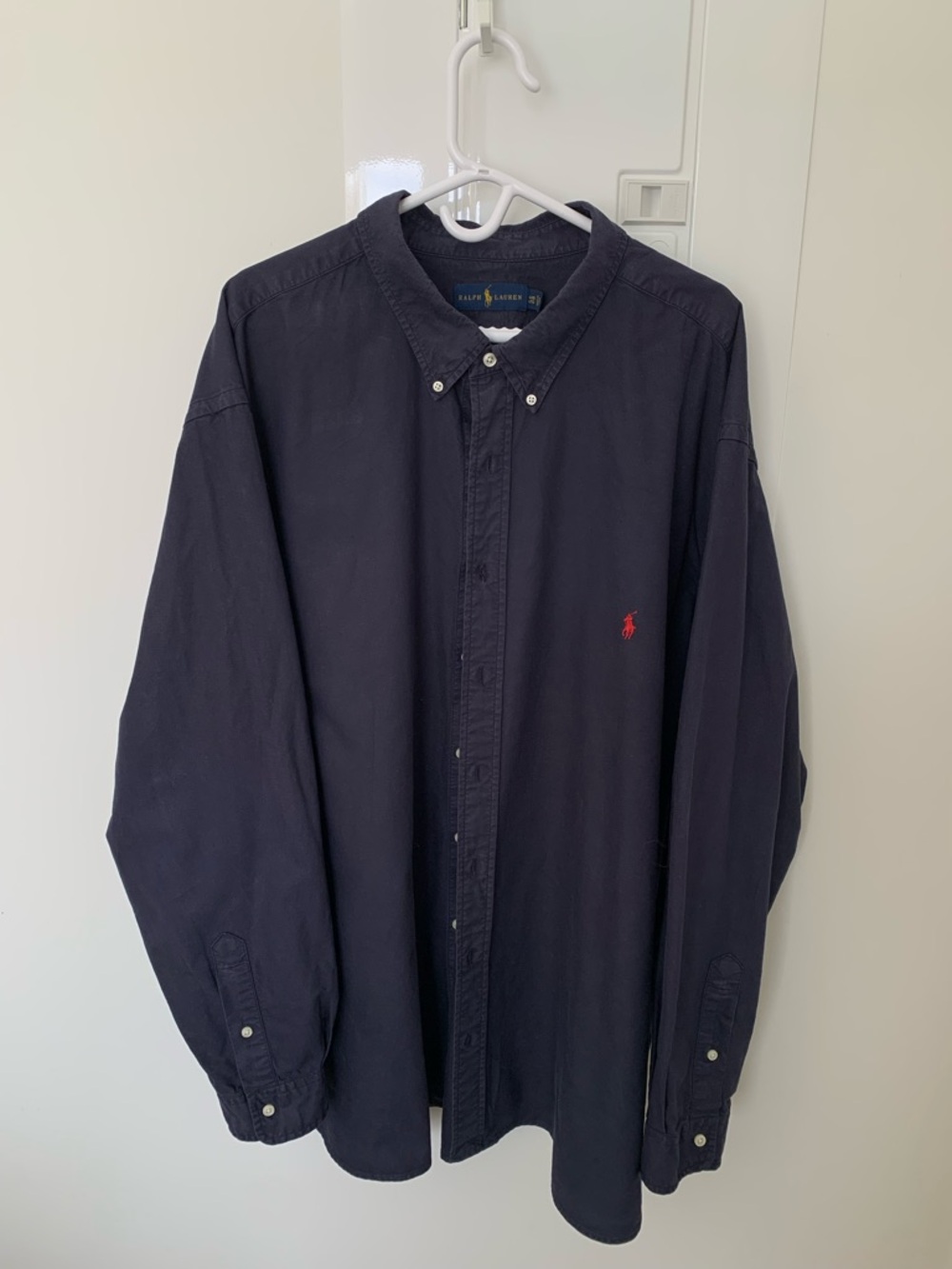 Ralph Lauren 100% cotton Men’s Long-Sleeve Button-Down Shirt Navy with Red Pony